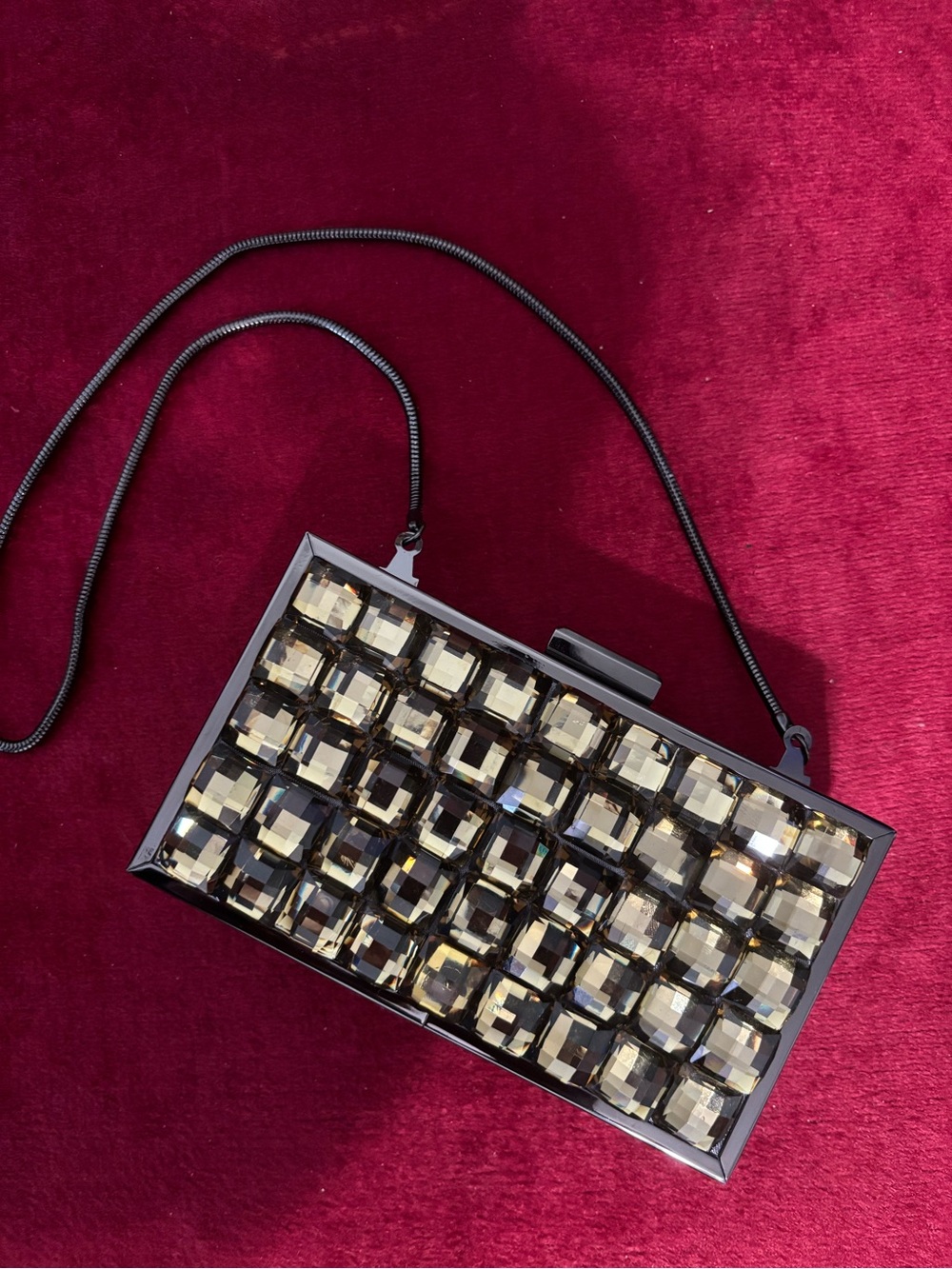 BCBGeneration Black Crystal-Embellished Box Clutch